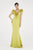 Saboroma - 4510 Applique Deep V-neck Trumpet Dress In Green