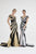 Saboroma - 4511 Two Tone Deep Off-Shoulder Trumpet Dress In Gold and Silver