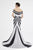 Saboroma - 4511 Two Tone Deep Off-Shoulder Trumpet Dress In Black and Silver