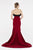 Saboroma - 4512 Floral Applique Strapless Trumpet Dress In Red