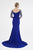 Saboroma - 4513 Garland Adorned Sheer Long Sleeve Gown In Blue