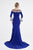 Saboroma - 4514 Embellished Off-Shoulder Trumpet Dress In Blue