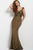 Jovani - Ruched Off-Shoulder Sheath Dress 45156 in Gold