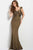 Jovani - Ruched Off-Shoulder Sheath Dress 45156 in Gold