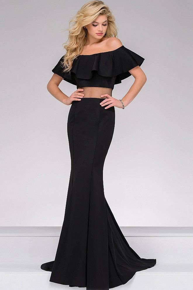 Off the Shoulder Illusion Waist Prom Dress 49926