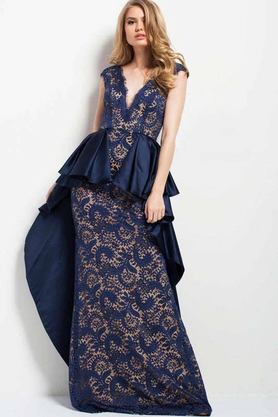 45168 Lace Satin Sheath Dress