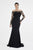 Saboroma - 4516 Applique Illusion Bateau Trumpet Dress In Black
