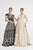 Saboroma - 4520 Applique Deep V-neck Pleated Ballgown In Black and Gold