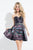 Rachel Allan Short - 4524 Strapless Two-Piece Party Dress in Black and Print