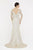 Saboroma - 4524 Embellished Long Sleeve Trumpet Dress In Neutral