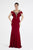 Saboroma - 4525 Draped Foldover Beaded Illusion Gown In Red