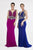 Saboroma - 4526 Beaded Illusion Plunge Long Sheath Gown In Pink and Blue