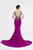 Saboroma - 4526 Beaded Illusion Plunge Long Sheath Gown In Pink