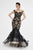 Saboroma - 4528 Lace Applique Mermaid Dress With Train In Black and Pink