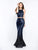 Intrigue - 452 Shimmering Sequined Halter Two Piece Gown In Blue