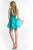 Rachel Allan Short - 4531 Beaded V-neck Organza A-line Dress in Green