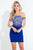Rachel Allan Short - 4532 Beaded Halter Sheath Dress in Blue