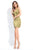 Rachel Allan Short - 4534 Plunging V-neck Sheath Dress in Green