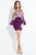 Rachel Allan Short - 4535 Beaded Chiffon Jersey Sheath Dress in Purple