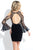 Rachel Allan Short - 4535 Beaded Chiffon Jersey Sheath Dress in Black