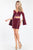 Rachel Allan Short - 4537 Long Sleeves Two-Piece Short Dress in Red