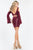 Rachel Allan Short - 4537 Long Sleeves Two-Piece Short Dress in Red