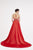 Saboroma - 4539 Embellished Illusion Bateau Pleated Ballgown In Orange