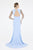Saboroma - 4542 Embellished Long Sleeve Trumpet Dress In Blue