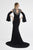Saboroma - 4543 Split Sleeve Cutout Shoulder High Slit Gown In Black