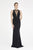 Saboroma - 4548 Fringe High Neck Trumpet Dress In Black