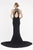 Saboroma - 4548 Fringe High Neck Trumpet Dress In Black