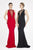 Saboroma - 4548 Fringe High Neck Trumpet Dress In Red and Black
