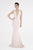 Saboroma - 4548 Fringe High Neck Trumpet Dress In Pink