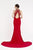 Saboroma - 4548 Fringe High Neck Trumpet Dress In Red