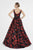 Saboroma - 4552 Sleeveless Deep V-neck Pleated Ballgown In Red