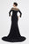 Saboroma - 4553 Asymmetrical Cuffed Beaded Illusion Bateau Gown In Black
