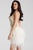 Jovani - Beaded Halter Feather Fringed Sheath Dress 45547  In White
