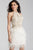 45547 Beaded Halter Feather Fringed Cocktail Dress