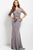 45549 Quarter Sleeve Embroidered V-Neck Sheath Dress