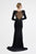 Saboroma - 4554 Embellished Bateau Trumpet Dress In Black
