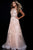 45558 Embroidered Square Tulle Evening Dress
