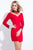 Rachel Allan Short - 4555 Embellished Illusion High Sheath Dress in Red
