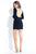 Rachel Allan Short - 4555 Embellished Illusion High Sheath Dress in Blue