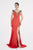 Saboroma - 4559 Beaded Lace Trimmed Cap Sleeve Long Gown In Pink and Orange