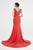 Saboroma - 4559 Beaded Lace Trimmed Cap Sleeve Long Gown In Pink and Orange