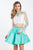 Rachel Allan Short - 4561 Two-Piece Mikado Cocktail Dress in White and Green