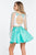 Rachel Allan Short - 4561 Two-Piece Mikado Cocktail Dress in White and Green