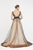 Saboroma - 4561 Beaded Illusion Pleated A-Line Dress In Gold
