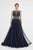 Saboroma - 4561 Beaded Illusion Pleated A-Line Dress In Blue