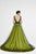 Saboroma - 4561 Beaded Illusion Pleated A-Line Dress In Green